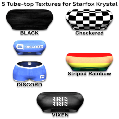 Open3DLab • 5 Tube-top Textures for Starfox Krystal