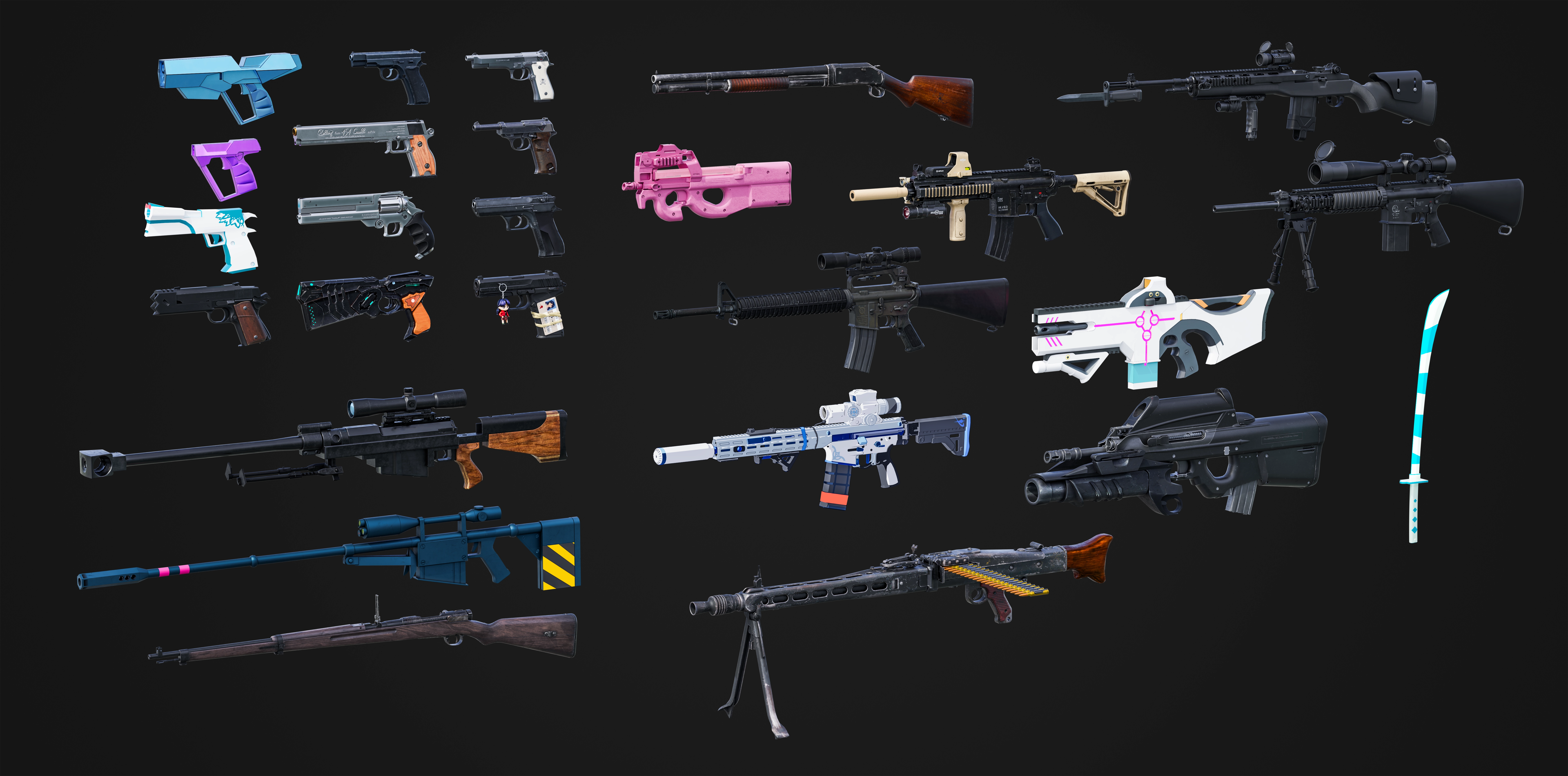 Open3DLab • Various iconic guns from anime (Vol. 1)