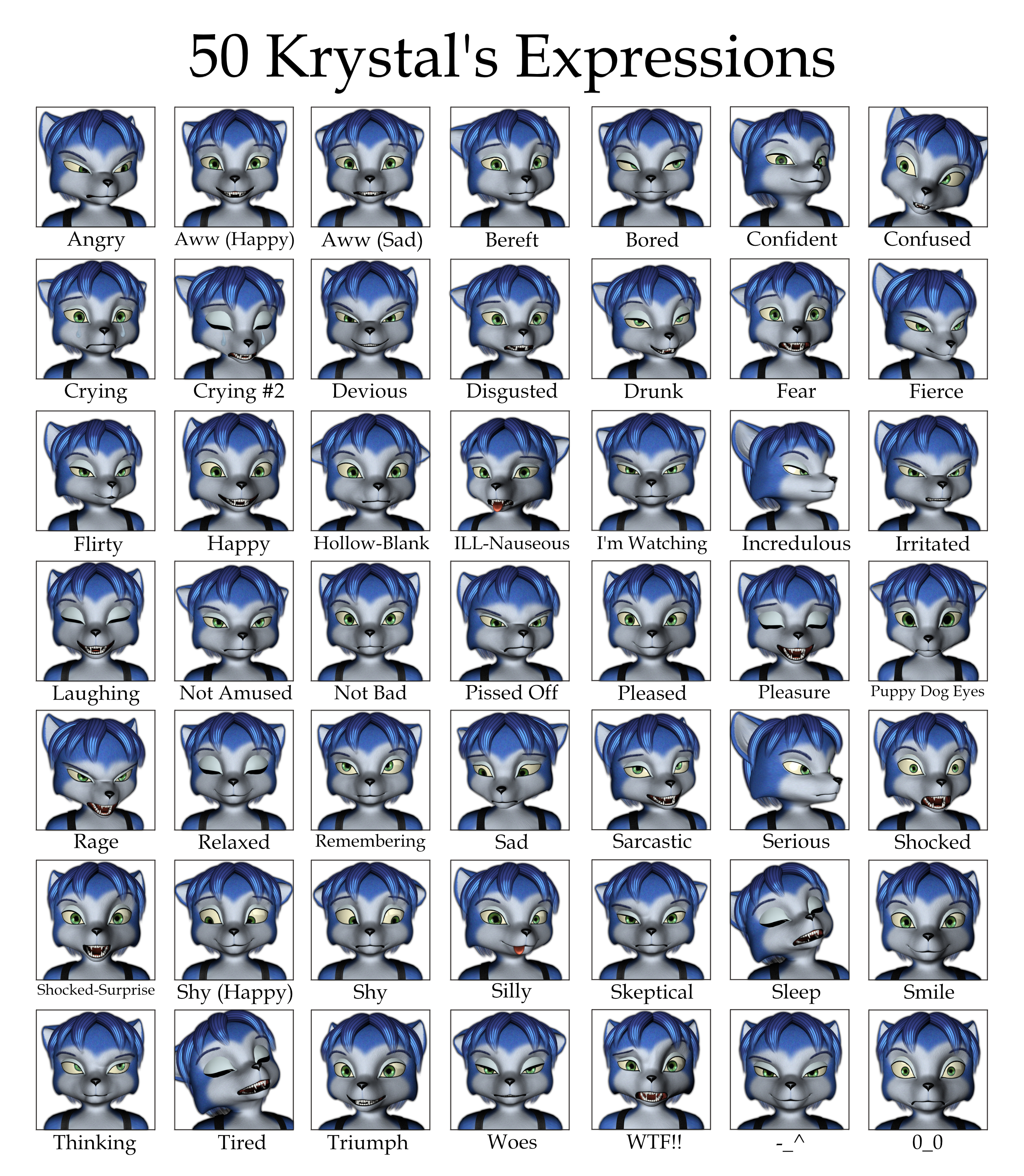 Open3DLab • 50 Krystal's Expressions