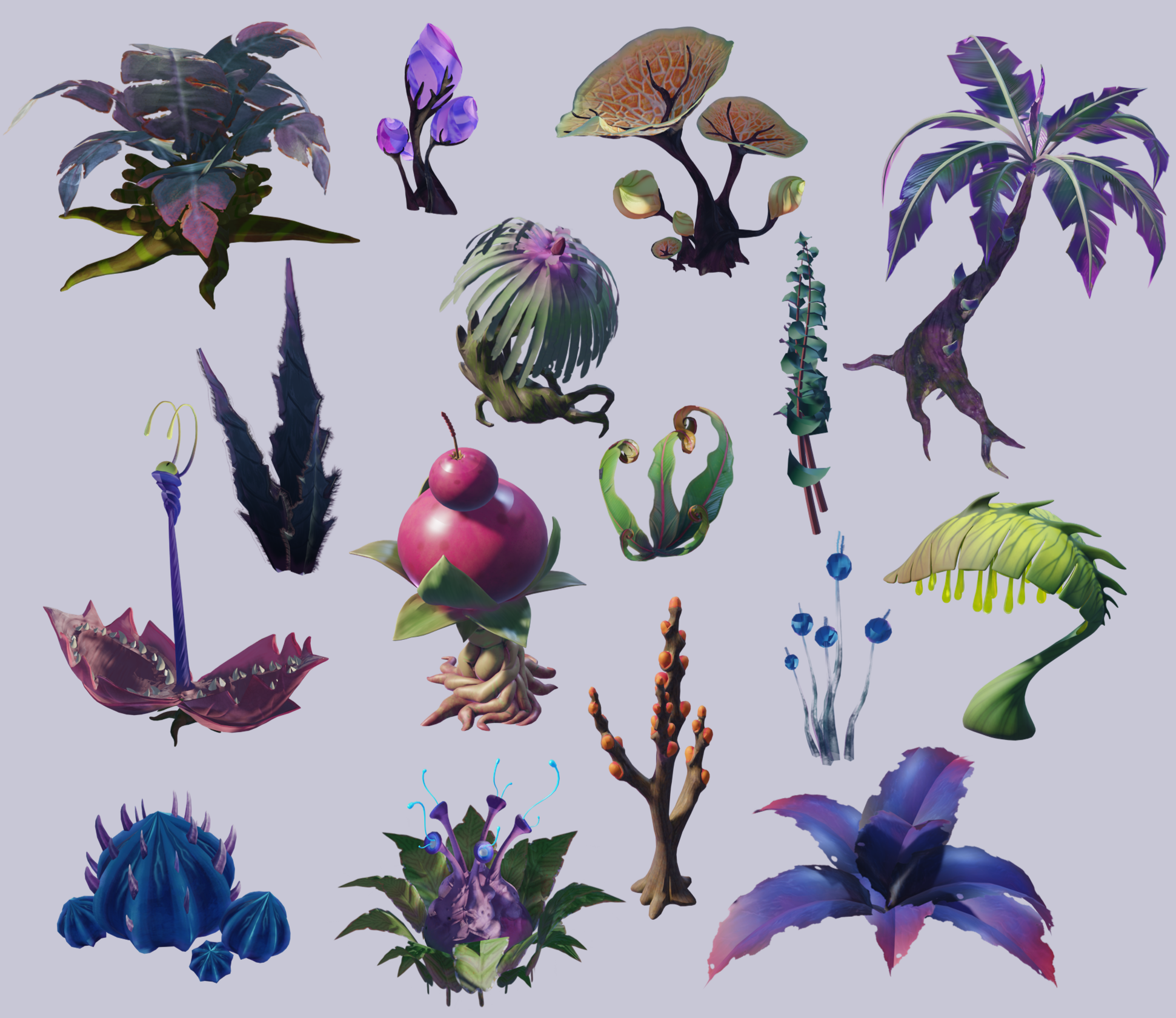 Open3DLab • Rift Apart Alien Plants Foliage collection