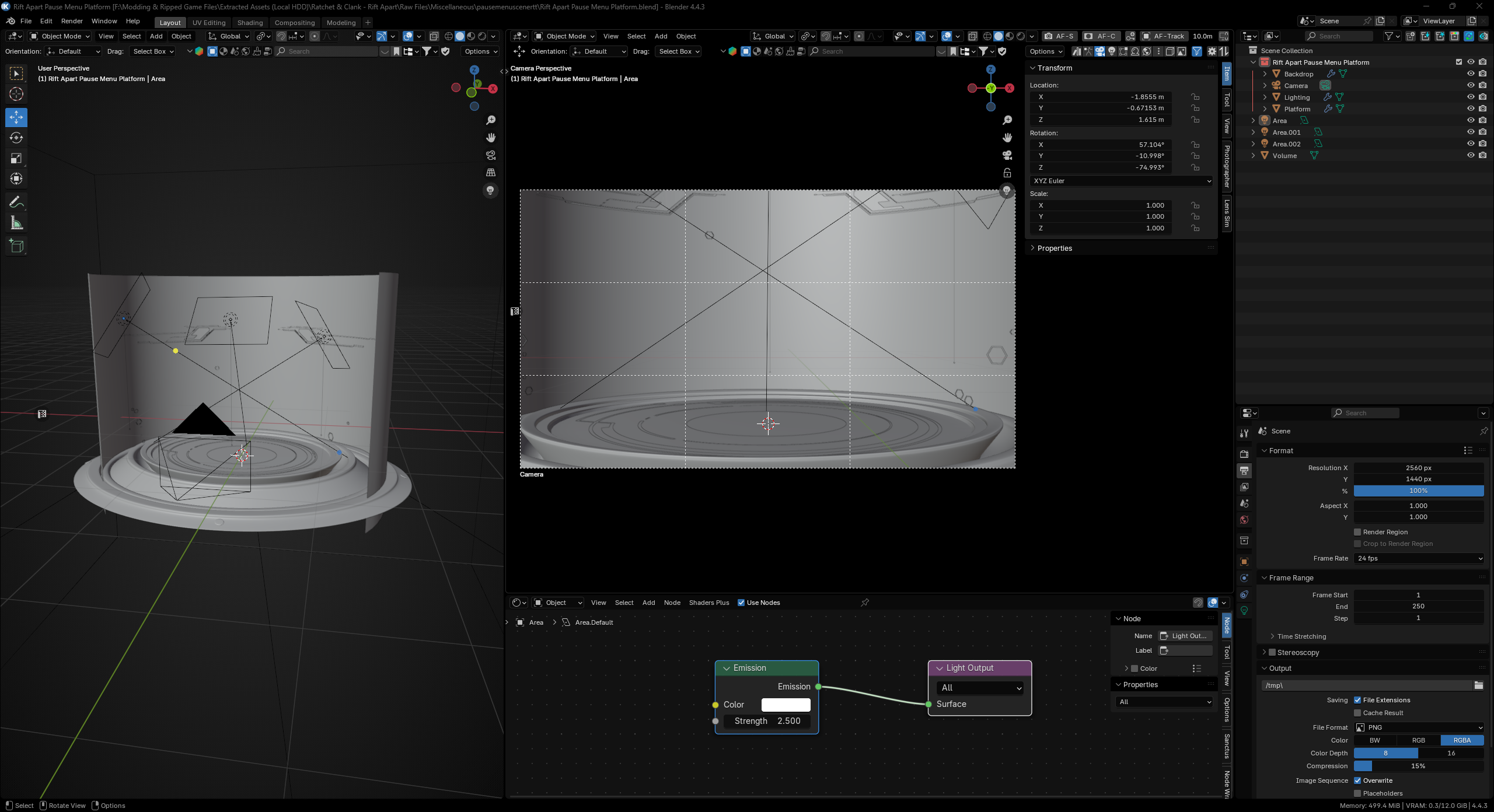 Open3DLab • Rift Apart Pause Menu Platform