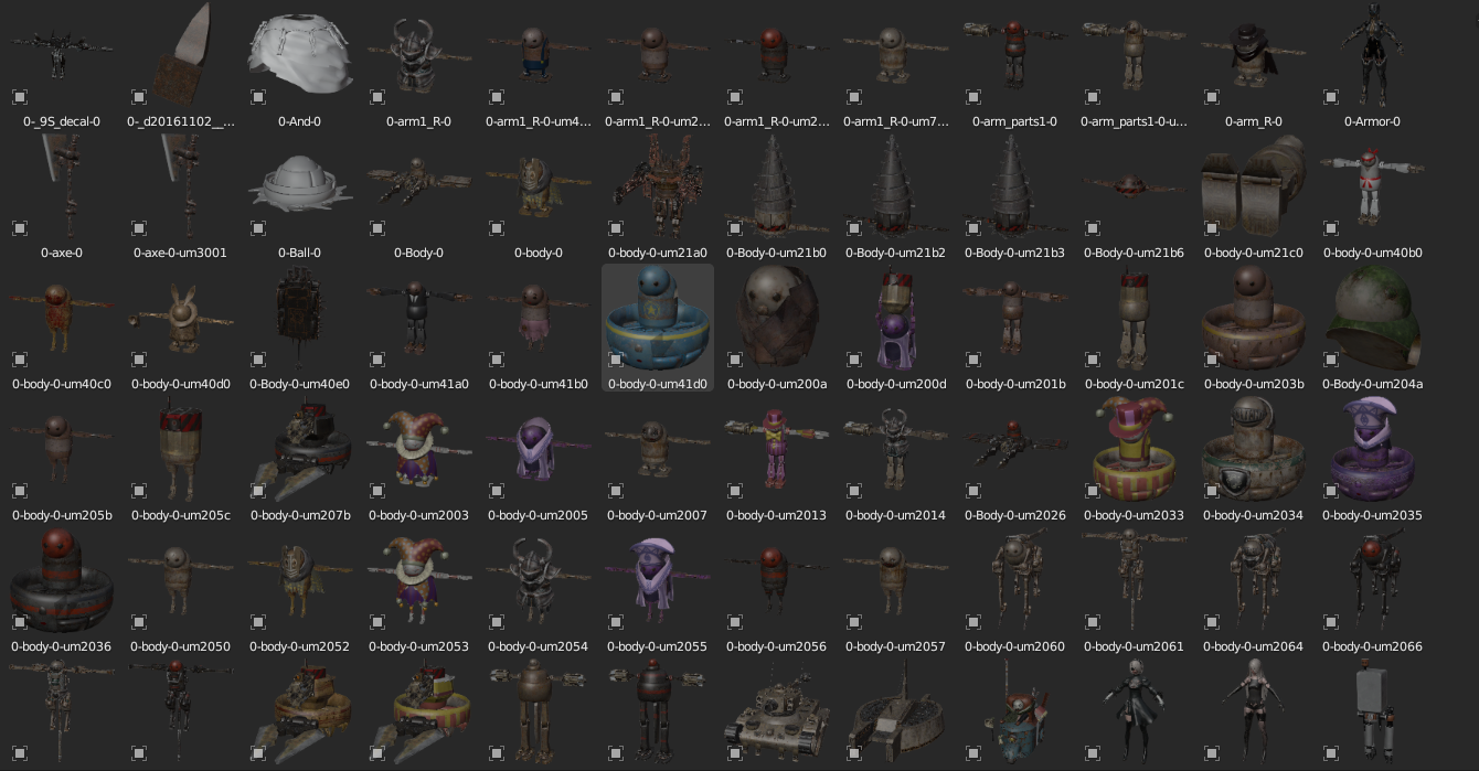 Open3DLab • Nier Automata robots + extra asset pack