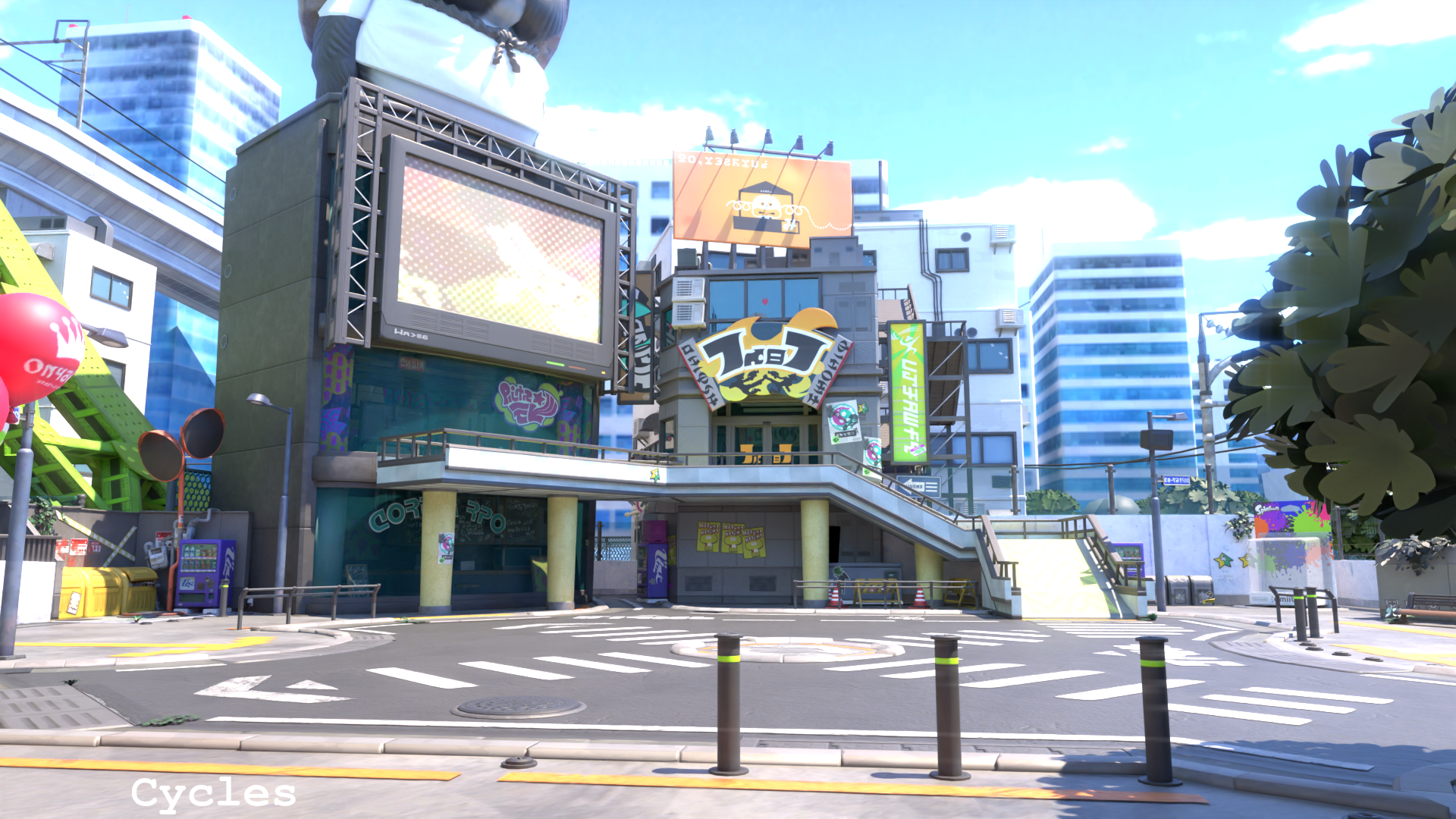 Open3DLab • Inkopolis Plaza (Splatoon) Blender 4.5.3