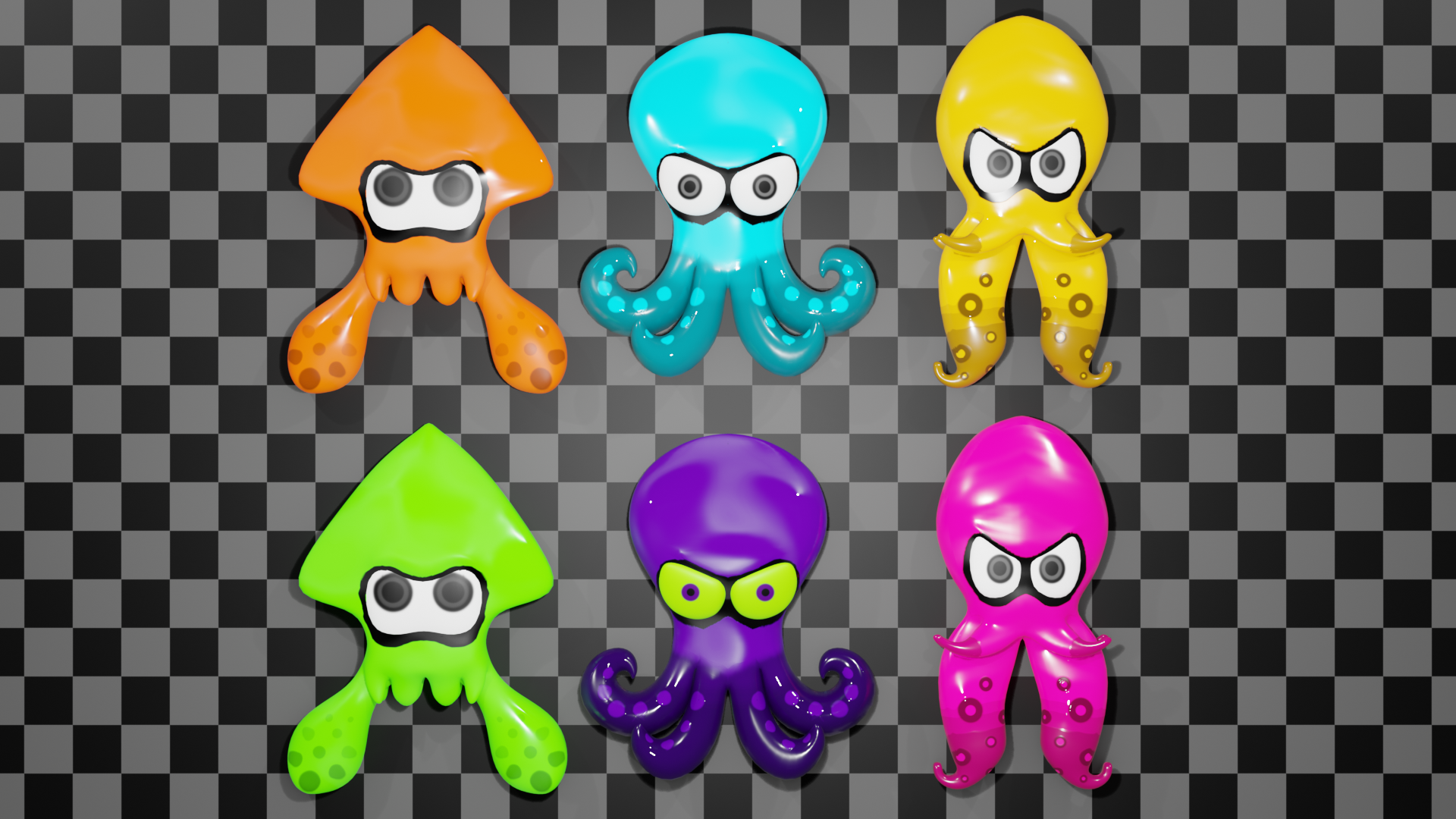 Open3DLab • Splatoon Squid and Octopus Form Model Pack