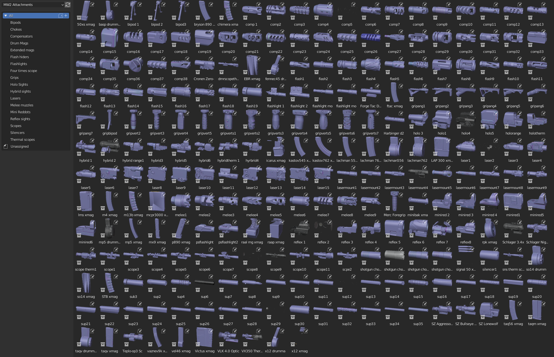 Open3DLab • MW2 2022 Attachments Asset Library