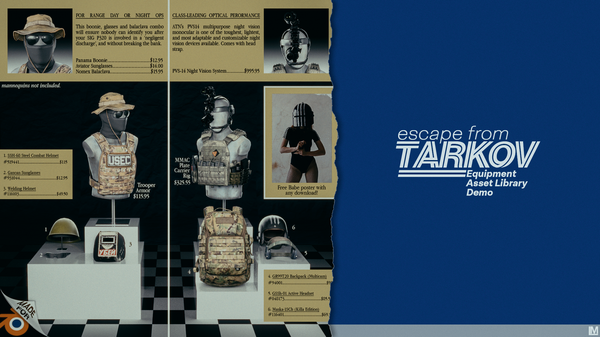 Open3DLab • Escape From Tarkov - Equipment/Wearables Blender Asset ...