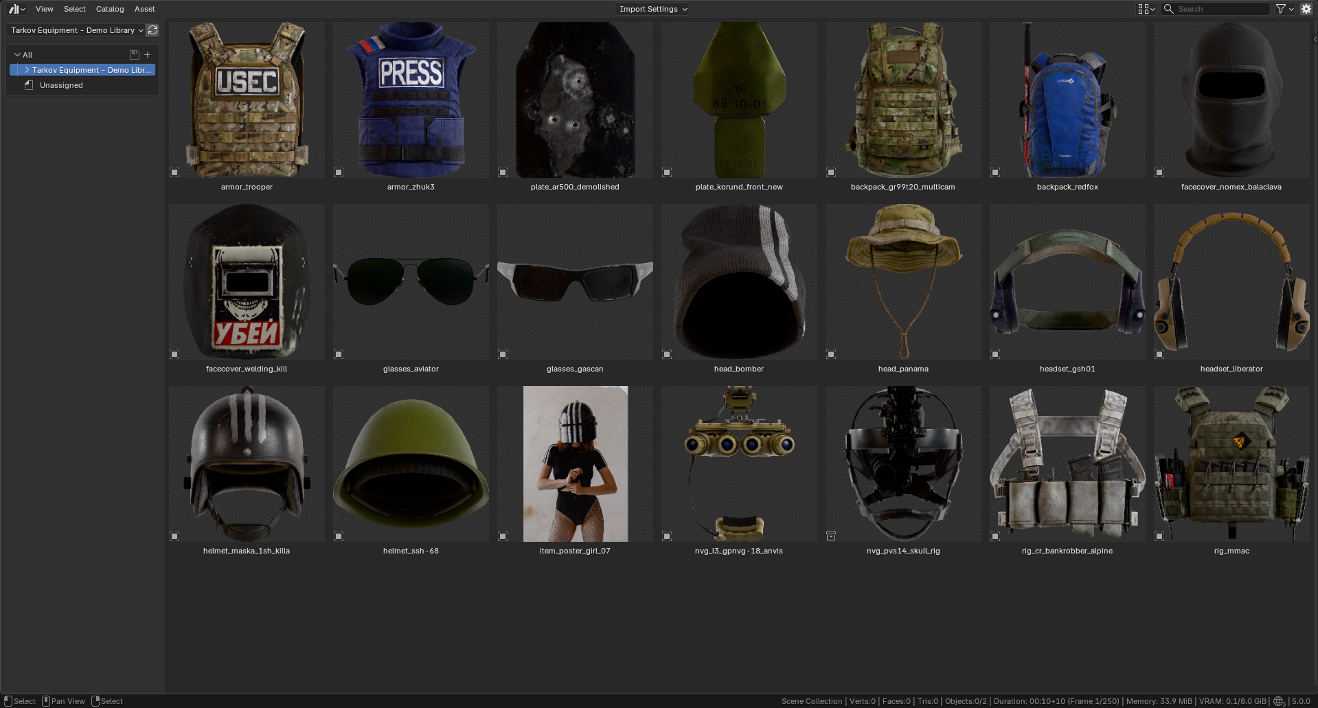 Open3DLab • Escape From Tarkov - Equipment/Wearables Blender Asset ...