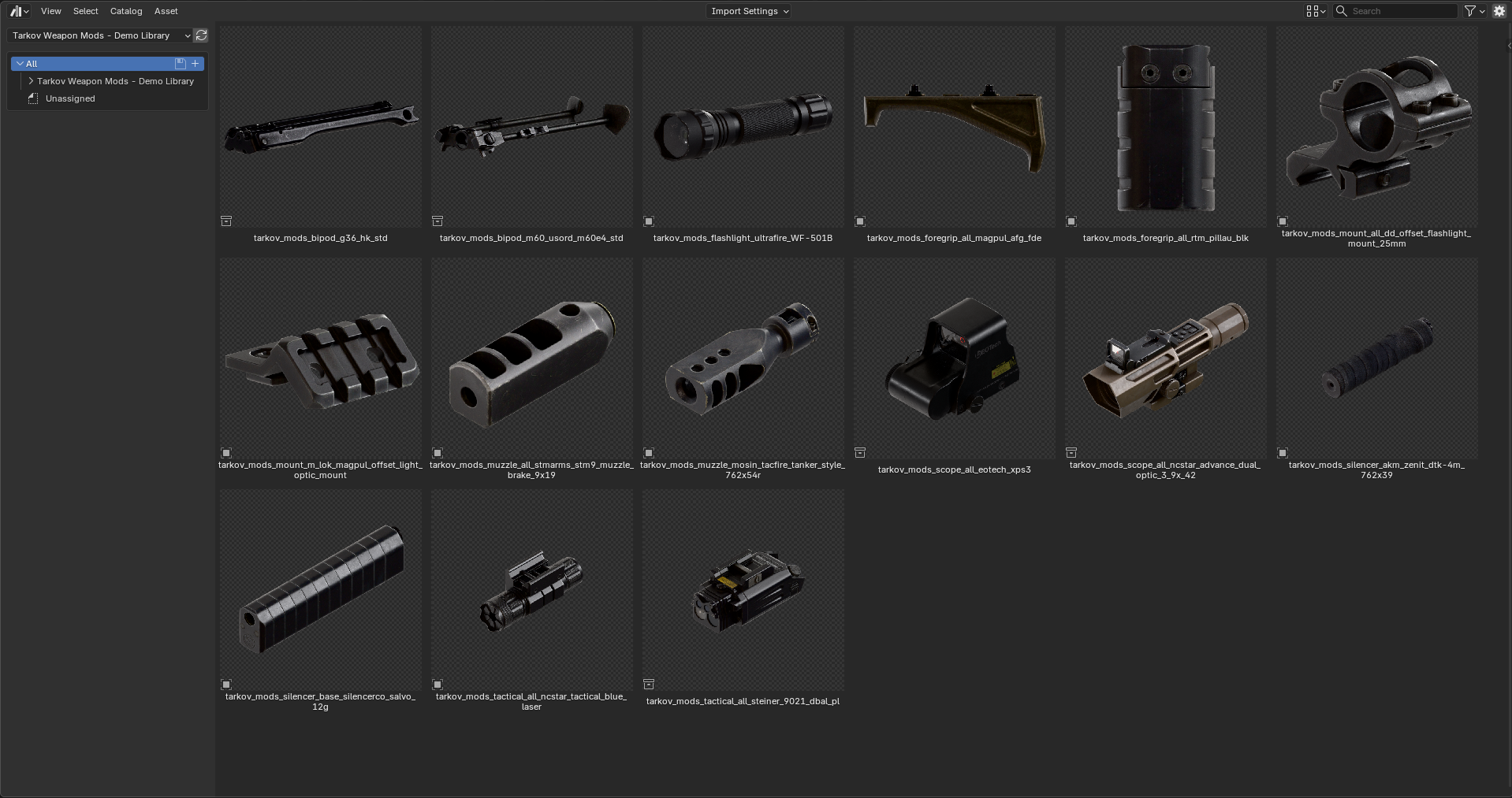 Open3DLab • Escape From Tarkov - Weapon Mods Blender Asset Library ...