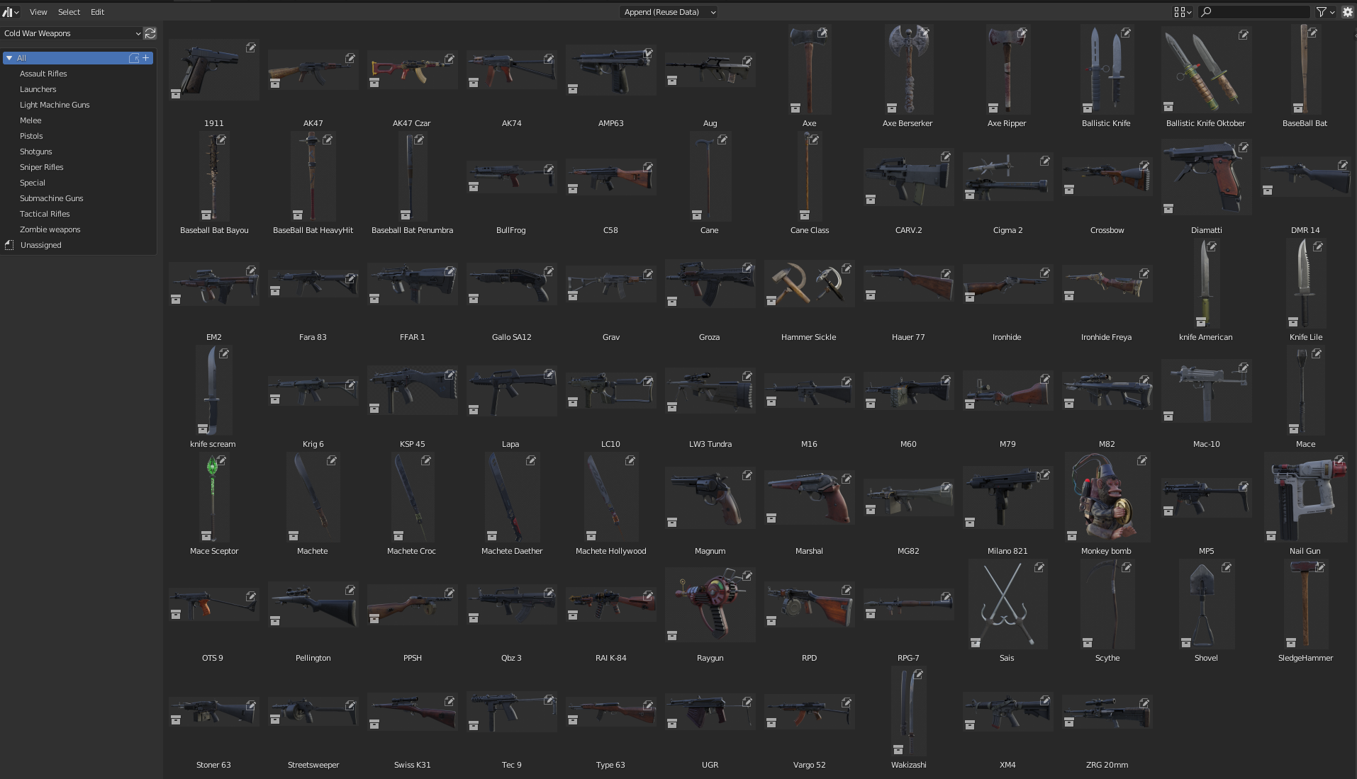 Open3DLab • Cold war Weapons asset library